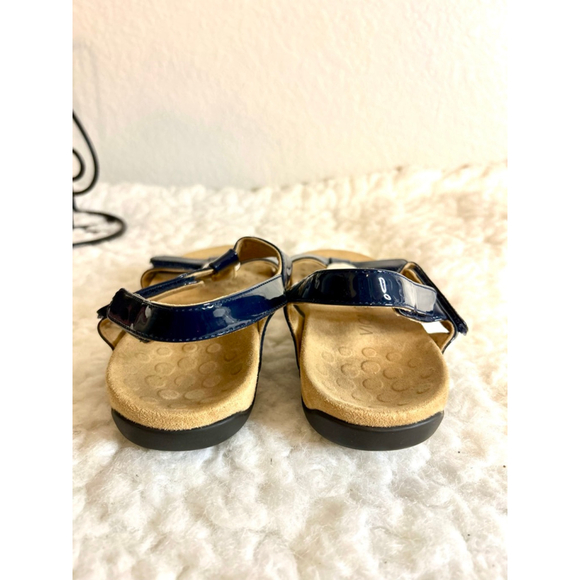 Vionic Farra Orthaheel Navy Patent Leather Sandals Women Size 8 - Picture 5 of 9